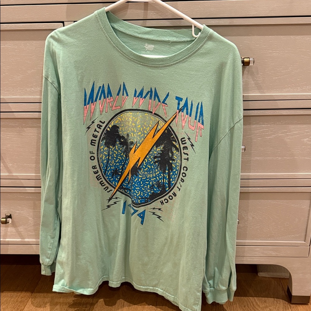 Mint Green Graphic Long Sleeve Tee